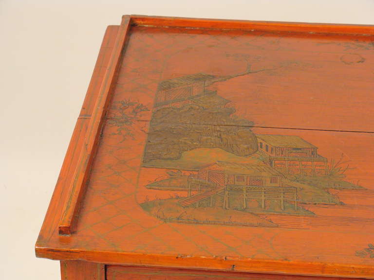Red Chinoiserie Decorated Writing Table 2