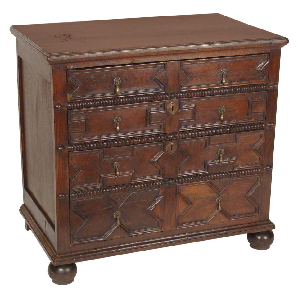 Charles II style oak chest of drawers
