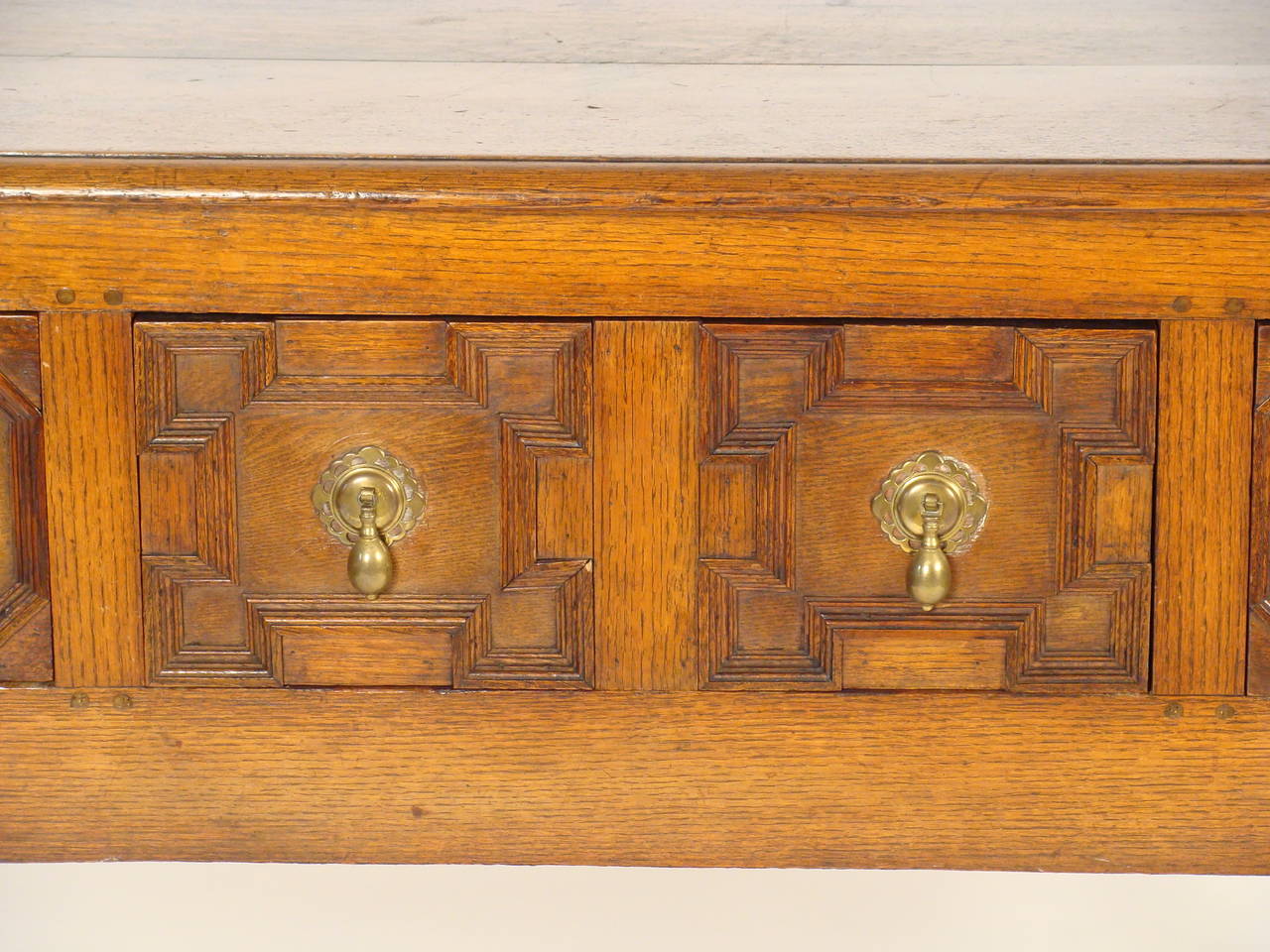 William & Mary / Queen Anne transitional style oak sideboard, bench made, circa 1920.