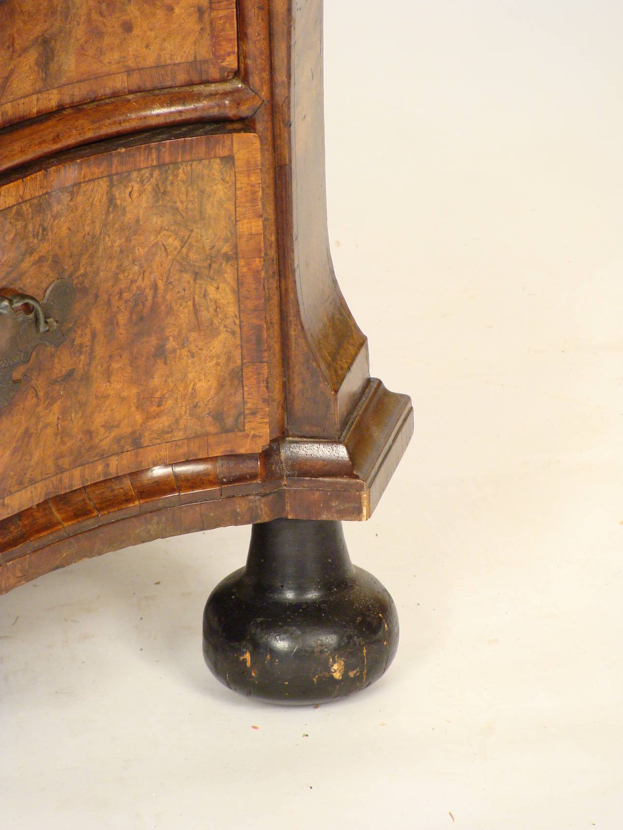 Brass Dutch Burled Walnut Chest of Drawers