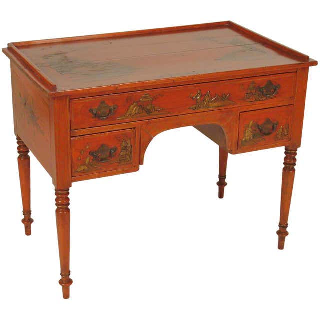 Red Chinoiserie Decorated Writing Table at 1stDibs