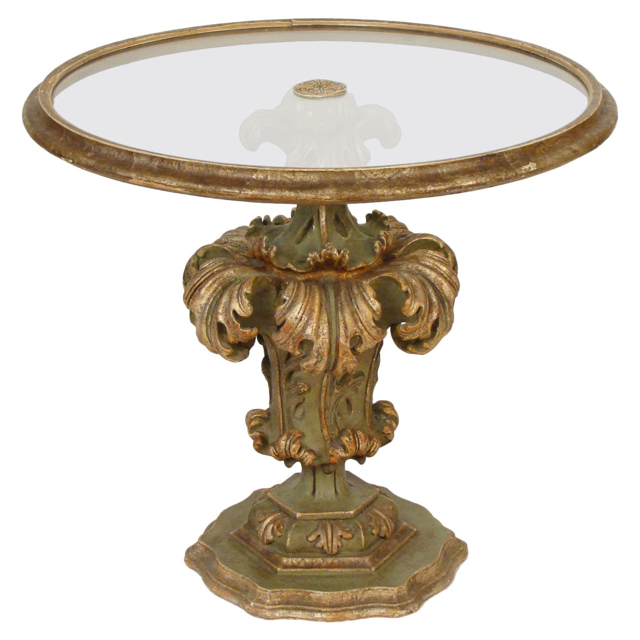 Italian Painted Glass Top Table