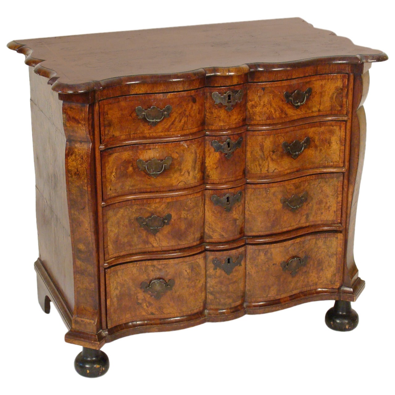 Dutch Burled Walnut Chest of Drawers