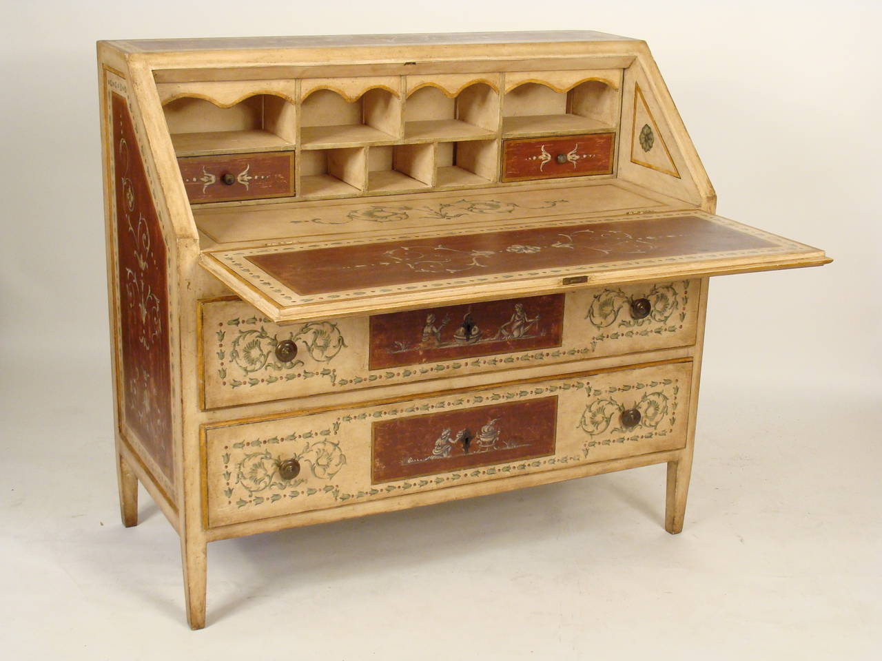 Louis XVI Italian Painted Slant Top Desk