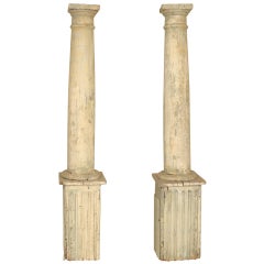 Pair of Crusty Painted Columns