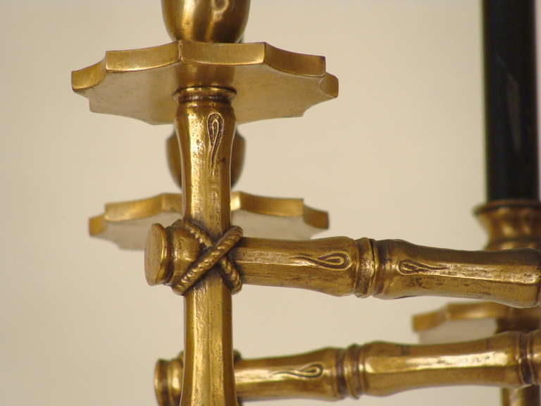 Late 20th Century Faux Bamboo Brass Chandelier