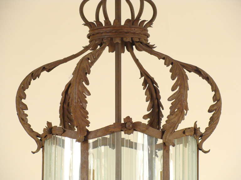 Unknown Iron and Glass Chandelier