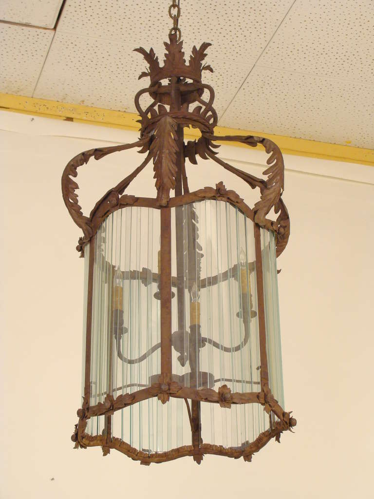 Iron and Glass Chandelier 4