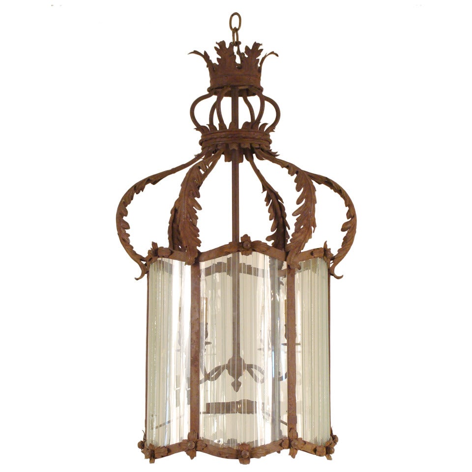 Iron and Glass Chandelier