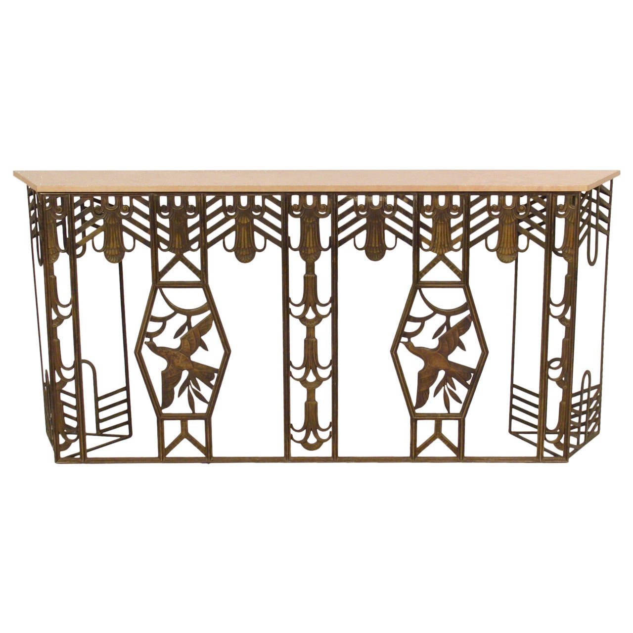 Art Deco Style Bronze Console Table