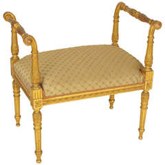 Louis XVI style gilt wood bench