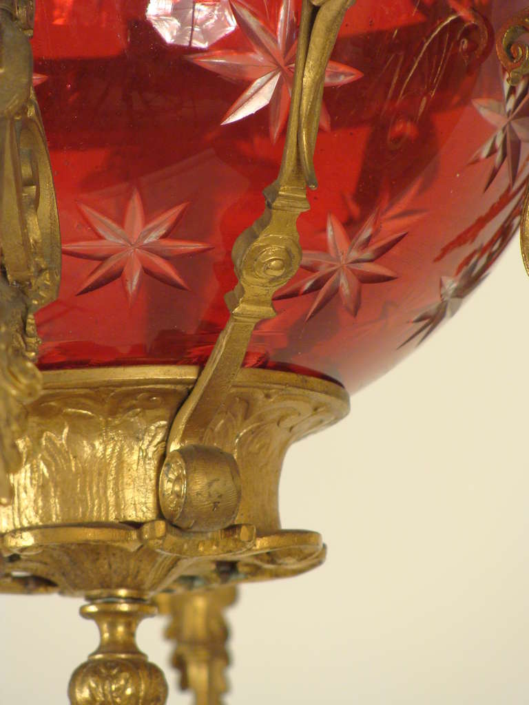 Ruby Glass and Gilt Bronze Chandelier 3