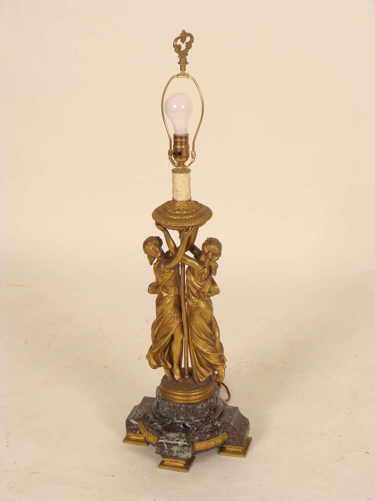 French Neoclassical Gilt Bronze Lamp