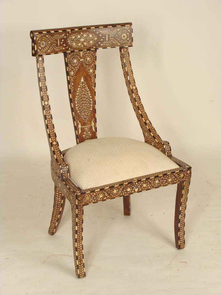Bone inlaid side chair, approximately 35 years old.