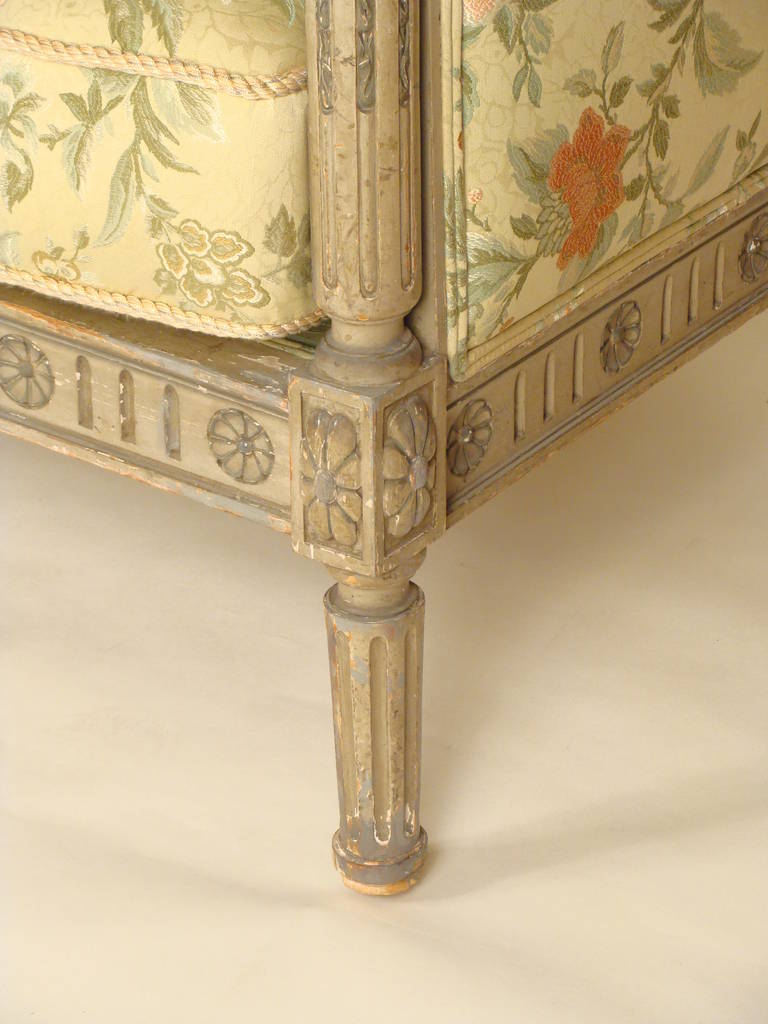 Wood Louis XVI Style Painted Sofa