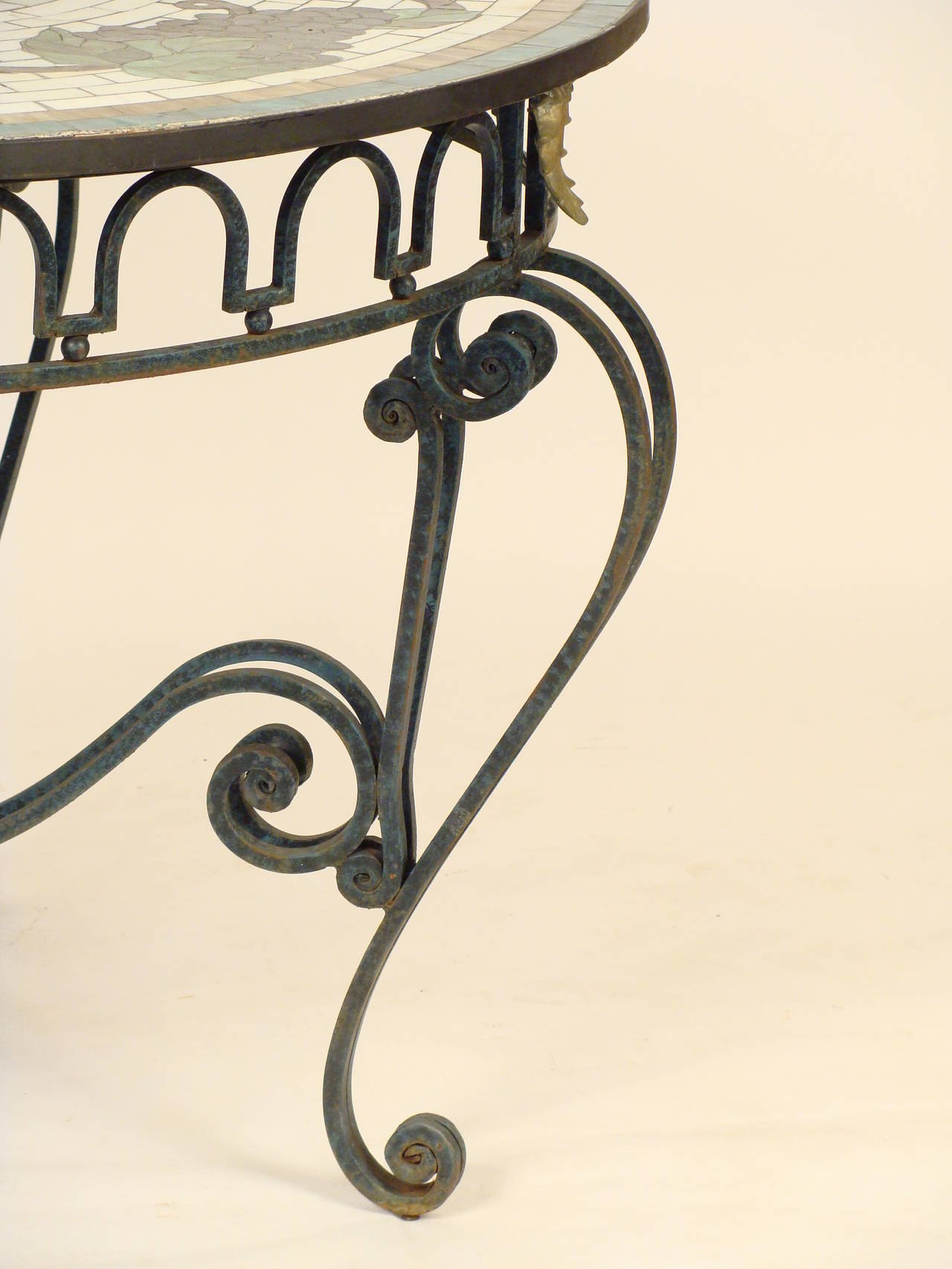 Rococo Revival Wrought Iron and Leaded Glass Center Table