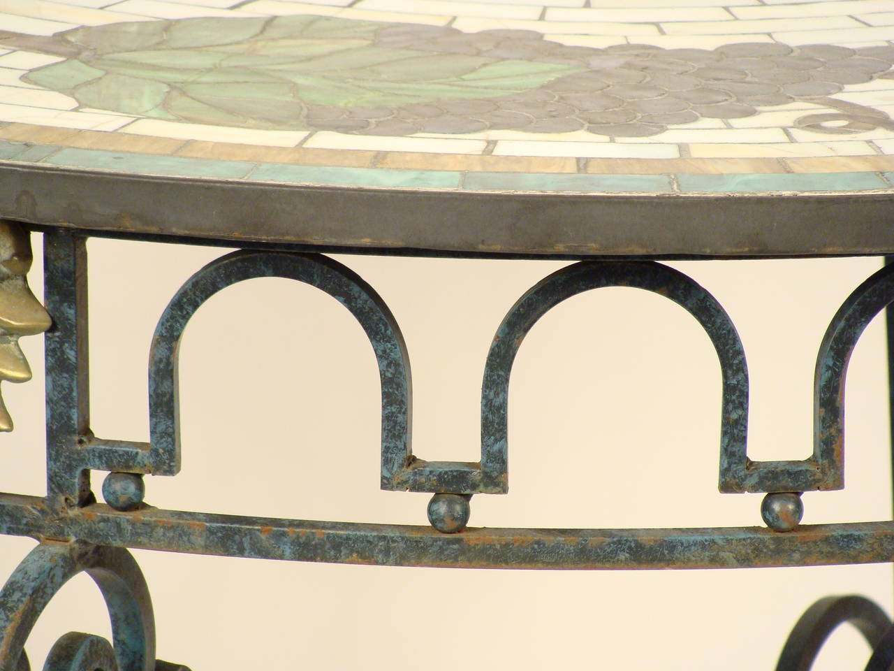 Late 20th Century Wrought Iron and Leaded Glass Center Table