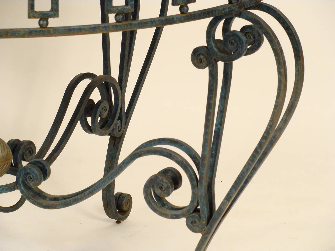 Wrought Iron and Leaded Glass Center Table 2