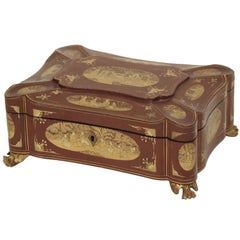 Chinese Red Lacquer Sewing Box Late 19th Century