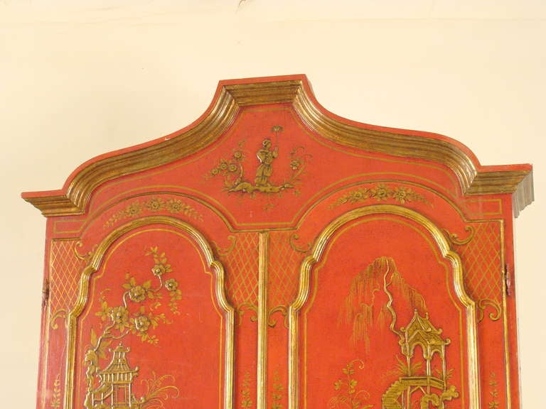 Red chinoiserie secretary In Excellent Condition In Laguna Beach, CA