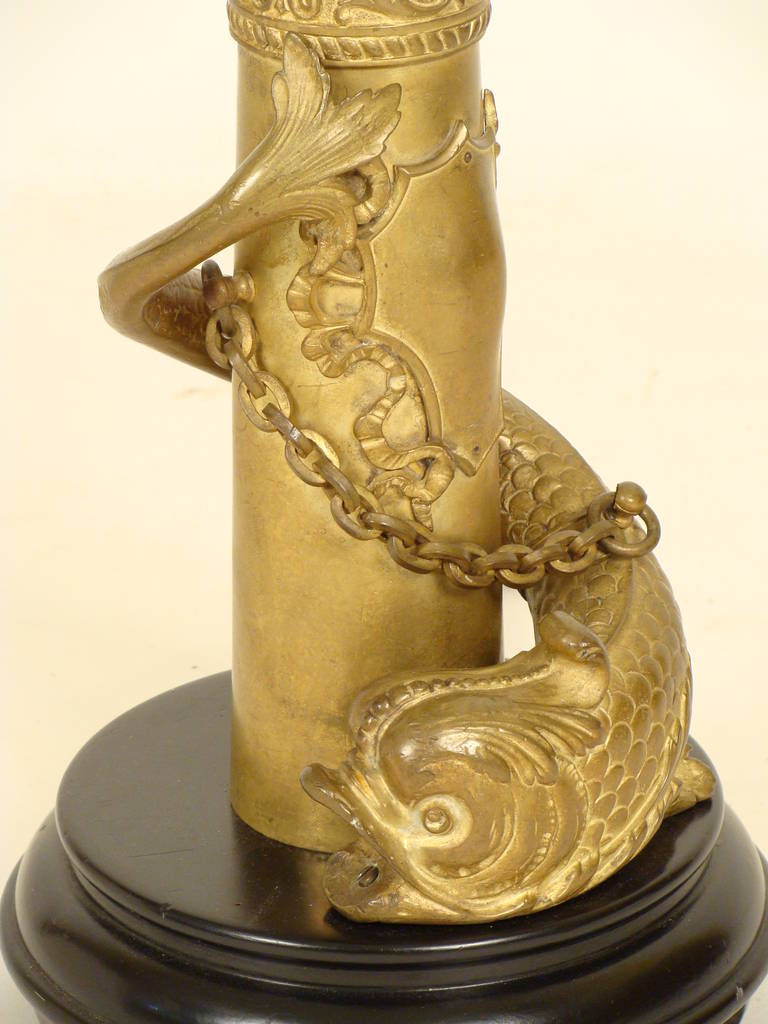 Pair of Gilt Bronze Dolphin Form Lamps 2