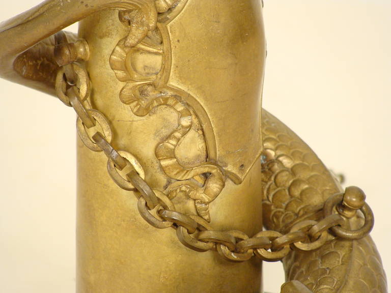 Pair of Gilt Bronze Dolphin Form Lamps 3