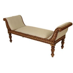 Vintage Indian bone inlaid daybed