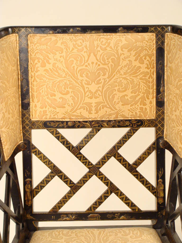 Georgian Style Chinoiserie Decorated Wing Chair 2