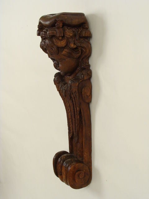 18th century wood carved architectural fragment, 18th century. Some restoration.