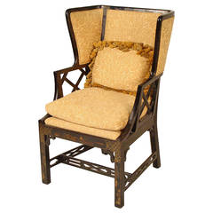 Georgian Style Chinoiserie Decorated Wing Chair