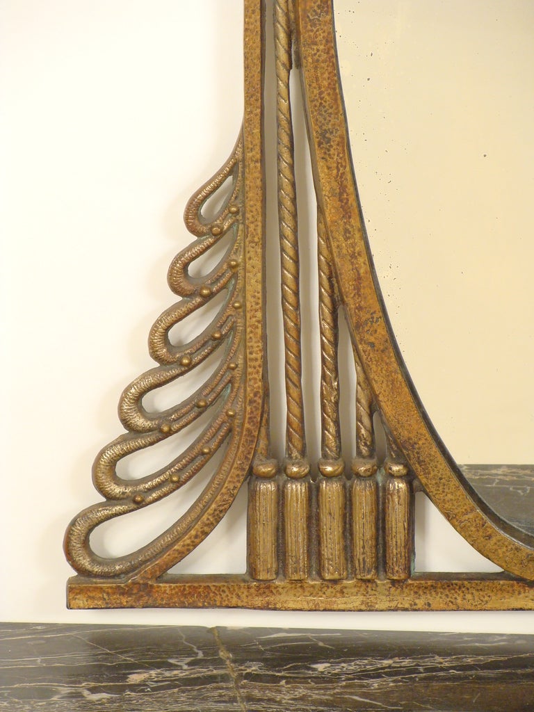 Art Deco Console Table And Mirror In Good Condition In Laguna Beach, CA