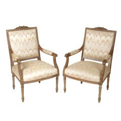 Pair of painted Louis XVl style armchairs