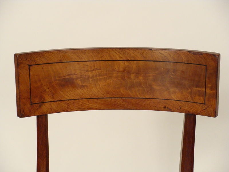 Set of 6 mahogany klismos style neo-classical dining room chairs, circa 1820