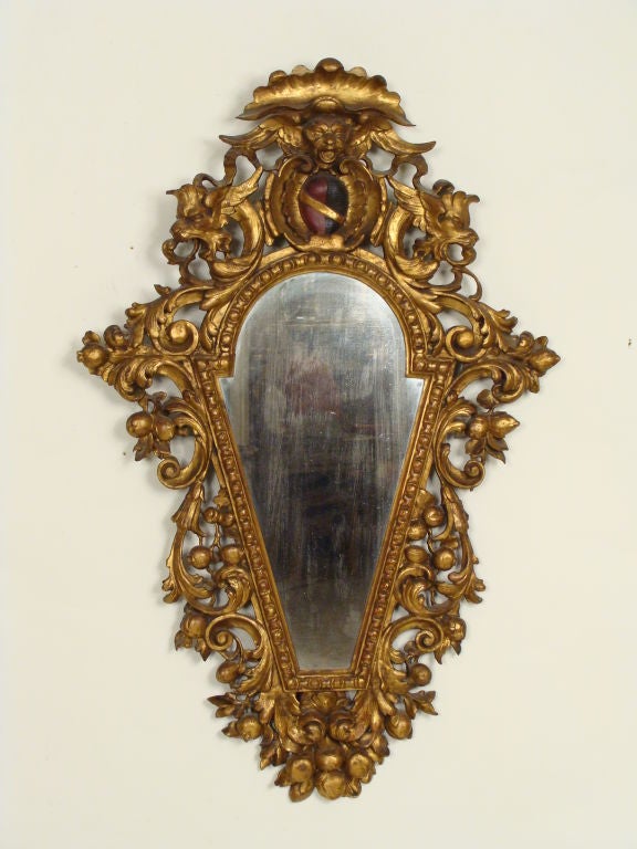 Pair of Italian Baroque Style Giltwood Mirrors In Good Condition In Laguna Beach, CA