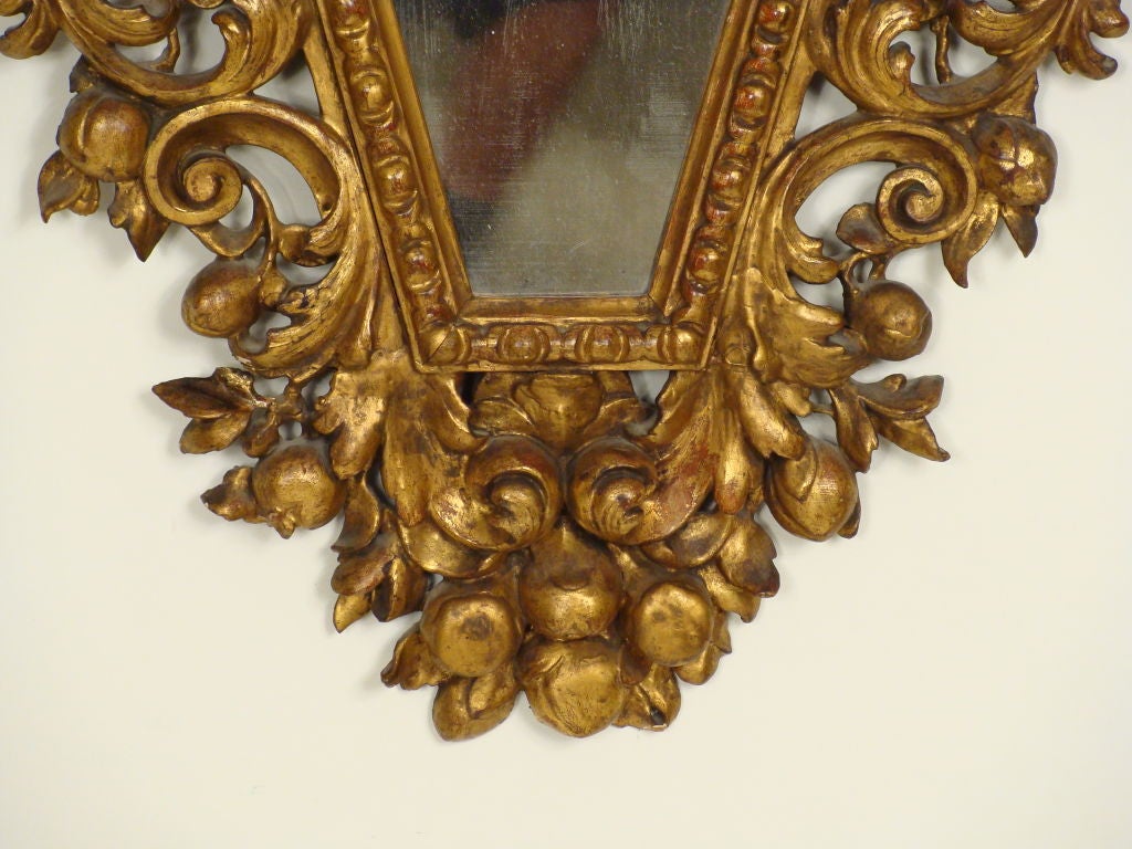Pair of Italian Baroque Style Giltwood Mirrors 1