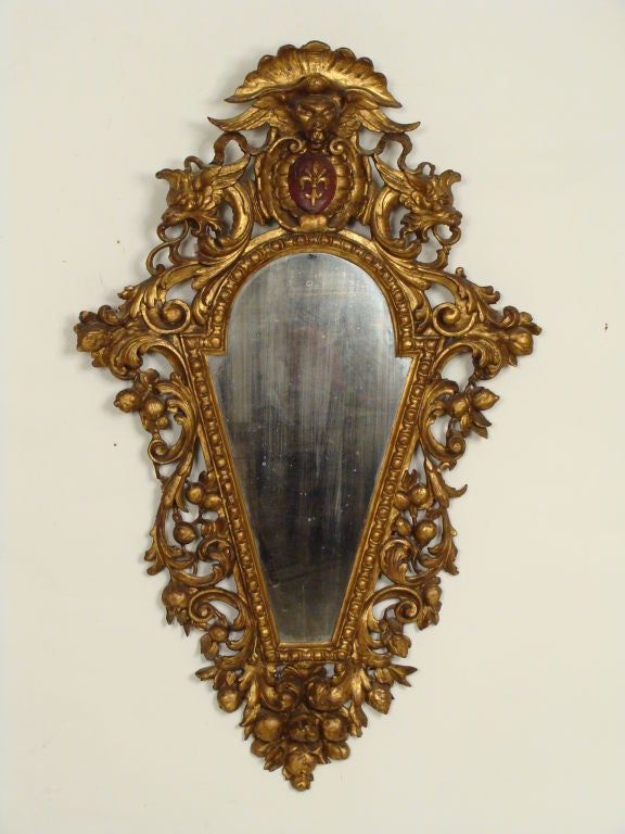 Pair of Italian Baroque Style Giltwood Mirrors 2