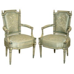 Pair 19th century Louis XVl armchairs
