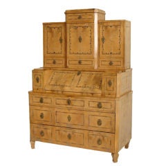 Secrétaire en bouleau Biedermeier