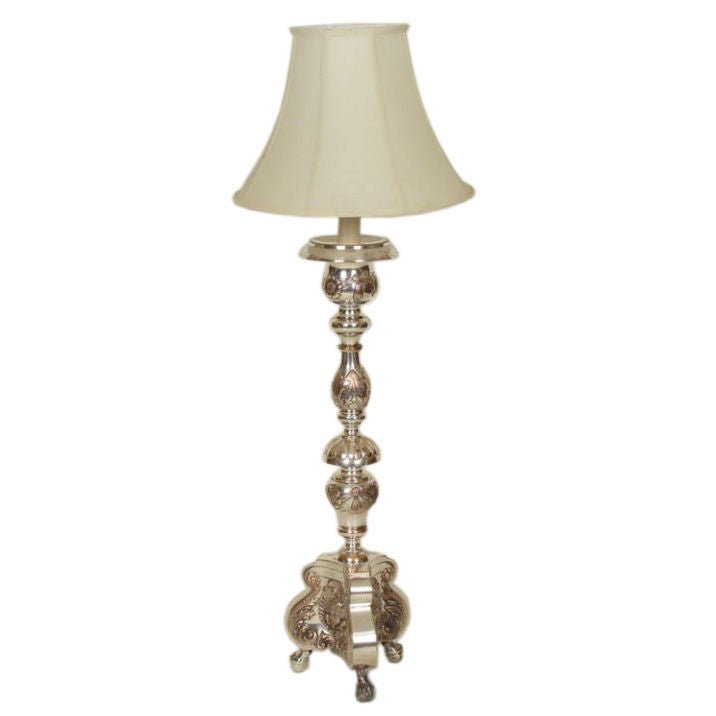 Silber auf Kupfer-Altarstecker-Lampe im Angebot