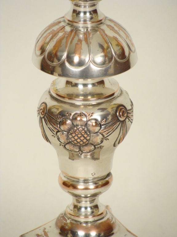 Silber auf Kupfer-Altarstecker-Lampe im Zustand „Gut“ im Angebot in Laguna Beach, CA