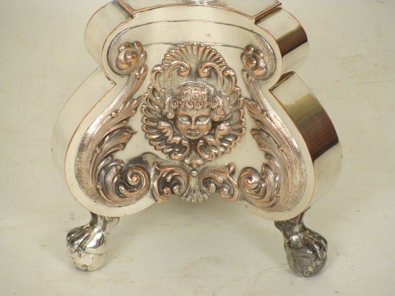 Silber auf Kupfer-Altarstecker-Lampe (19. Jahrhundert) im Angebot