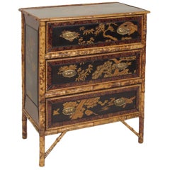 Antique Bamboo and chinoiserie decorated chest of drawers