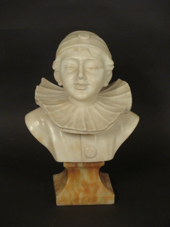 Alabaster bust of a Pierrot