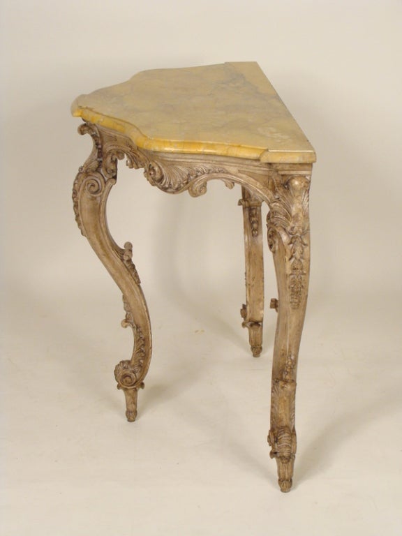 Northern European painted console table with a sienna marble top, late 19th century
