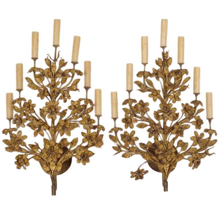 Pair of 7 Light Wall Sconces