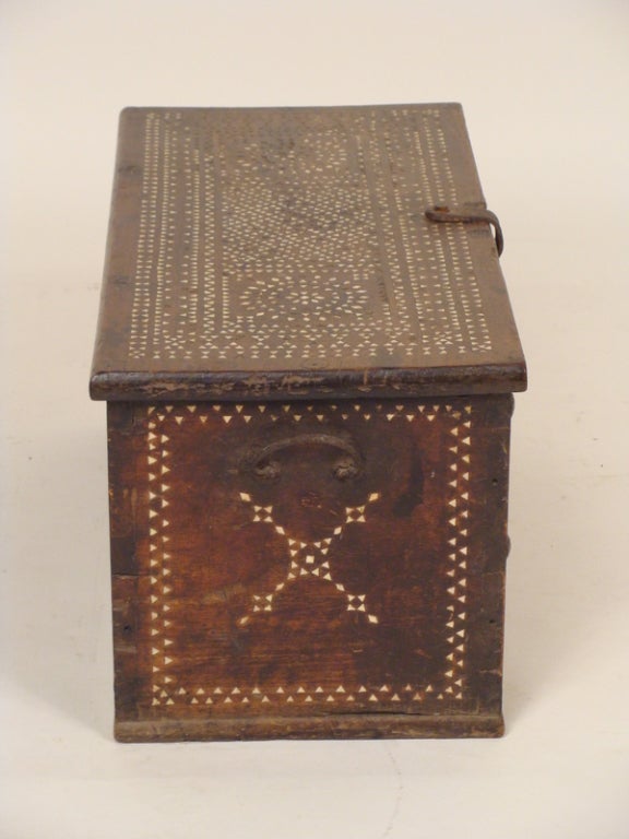 Moroccan mother of pearl inlaid trunk