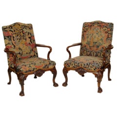 Pair of George ll armchairs, 19th century