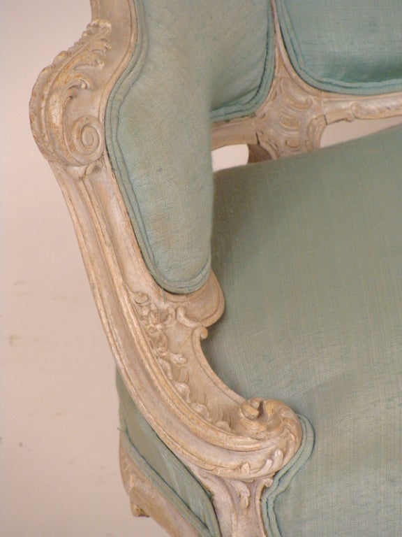 20th Century Louis XV painted marquis chair