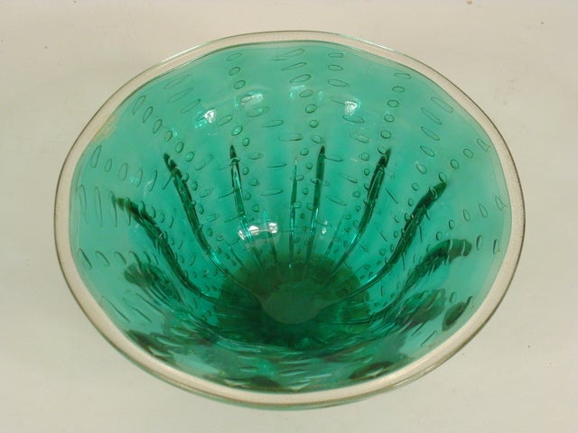 Green Murano Glass Bowl In Good Condition In Laguna Beach, CA