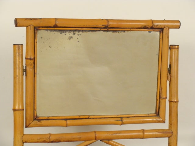Bamboo & Cane Mat Commode & Mirror